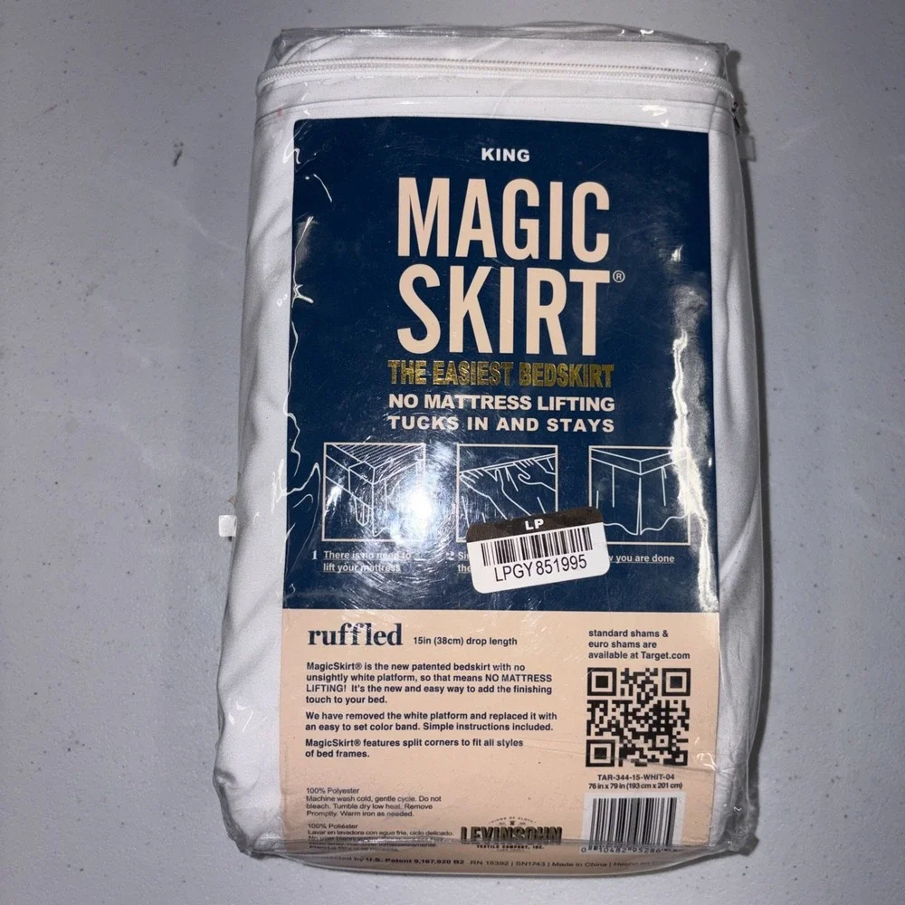 Magic Skirt Ruffled Bed Skirt White, King, 15